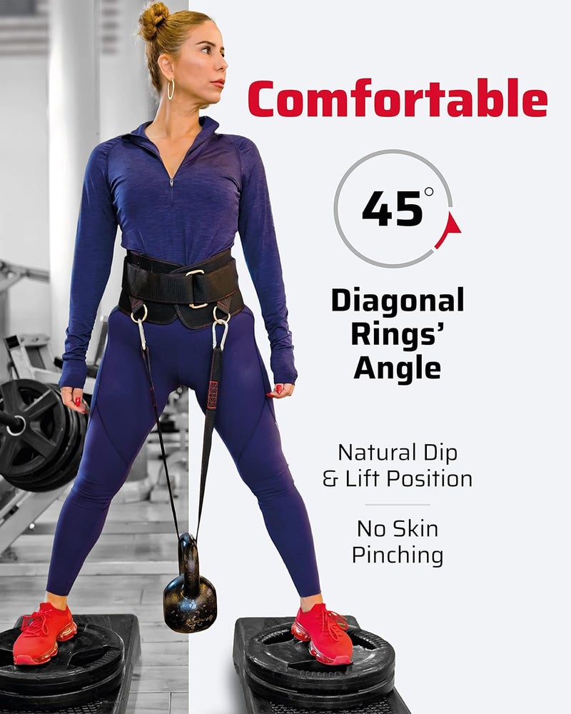 THEFITGUY Ultimate Dip Belt | Secure Closure - No Sliding Down | Structured Back Support | 45-Angle Rings - Comfort Dip Position | 40” Strap & 2 Snap Hooks - for Dips, Pull Ups, Squats, Weight Lifting - Image 2